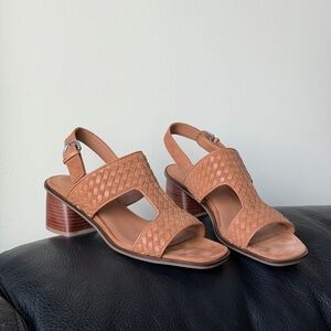 Gentle Souls by Kenneth Cole Manda Tan Woven Leather Slingback Sandals